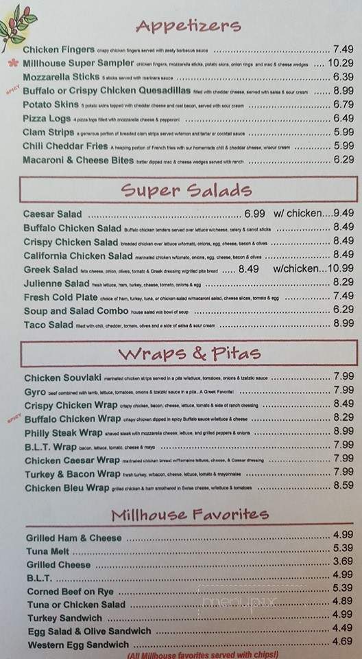 Millhouse Family Restaurant - Brockport, NY menu_pic