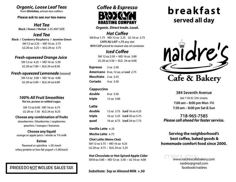 Naidre's - Brooklyn, NY menu_pic