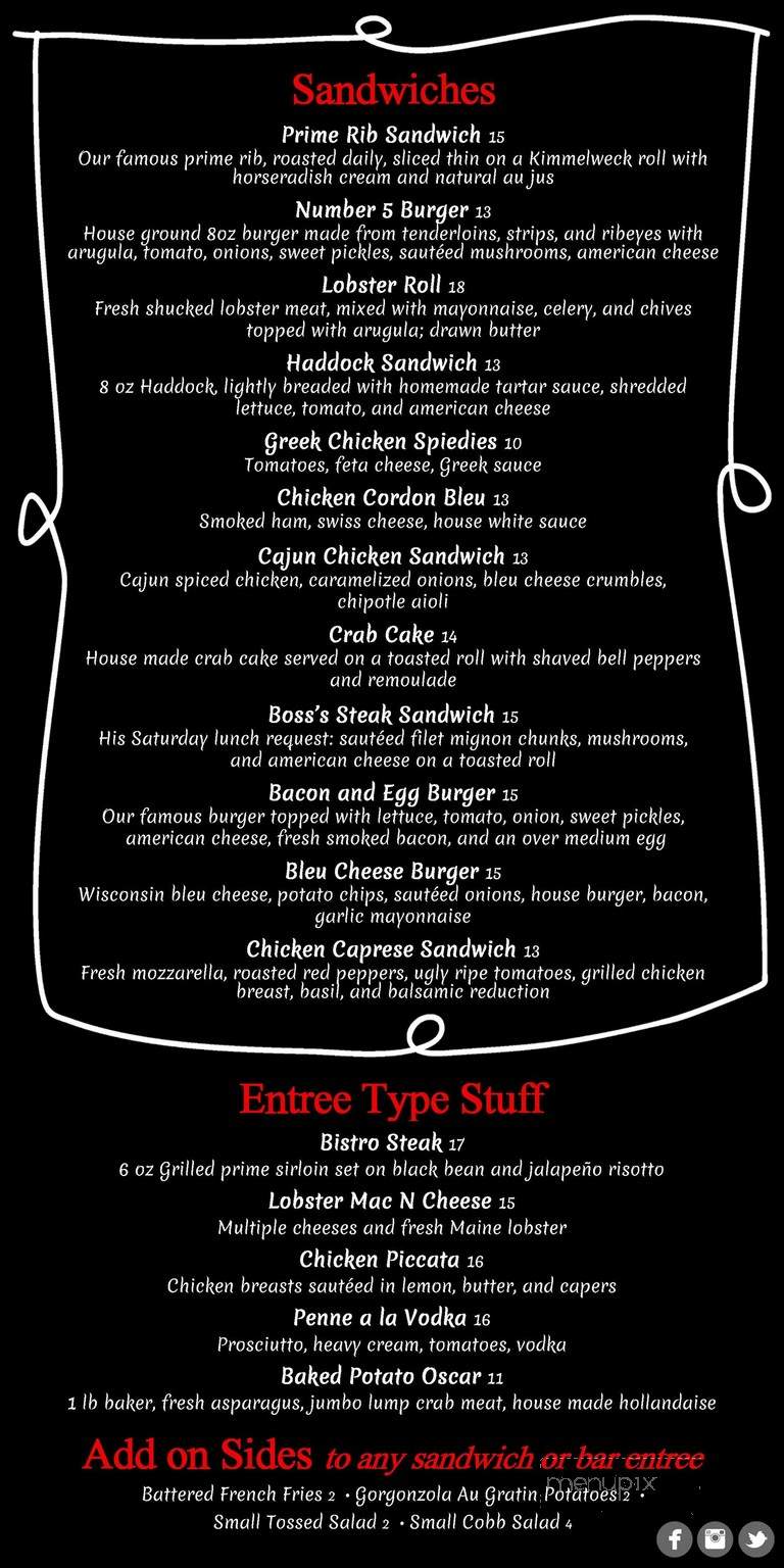 Menu of Number 5 Restaurant in Binghamton, NY 13903