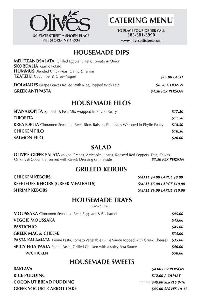 Olive's - Pittsford, NY menu_pic