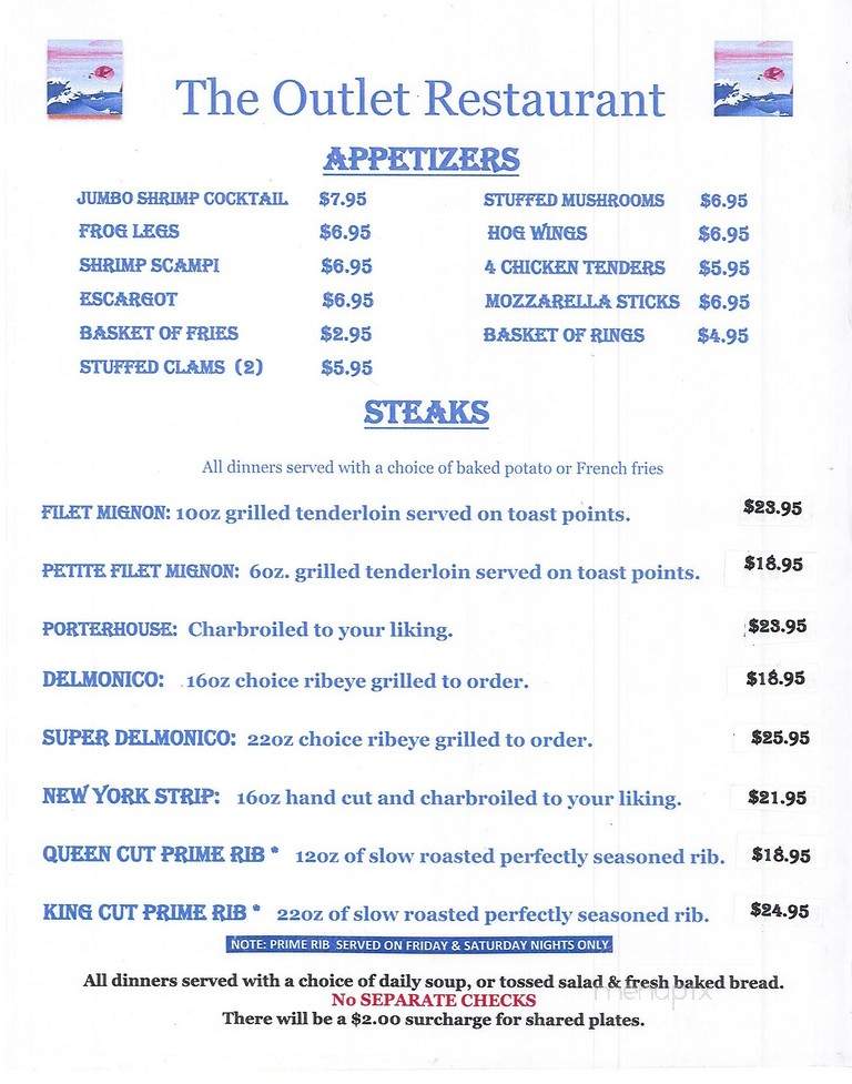 Outlet - Johnstown, NY menu_pic