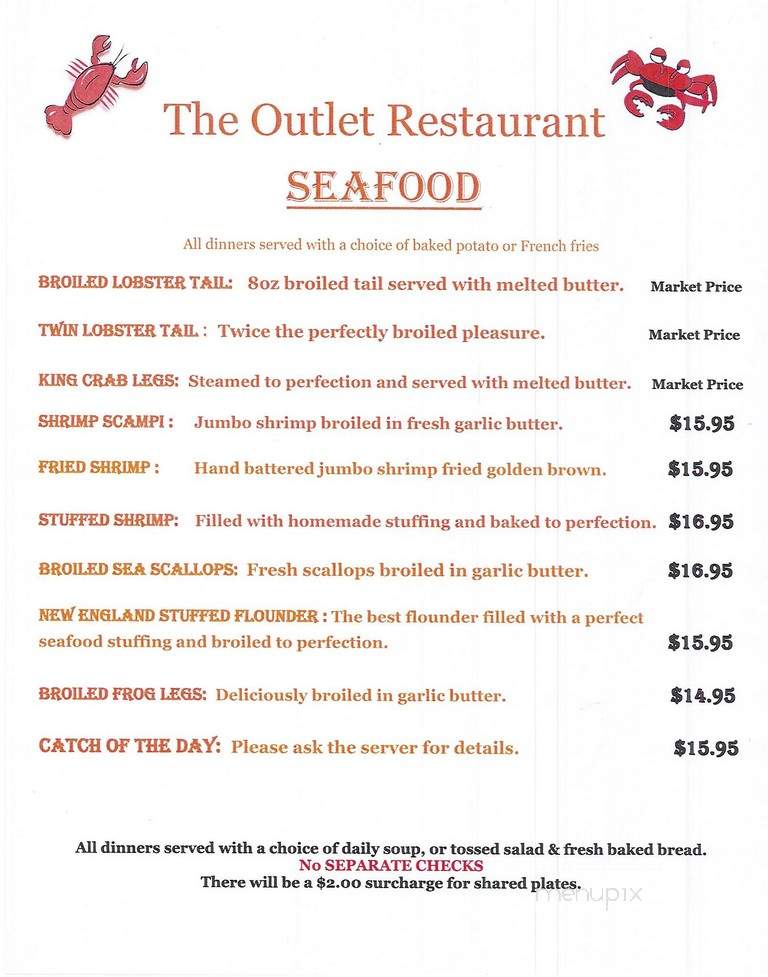Outlet - Johnstown, NY menu_pic