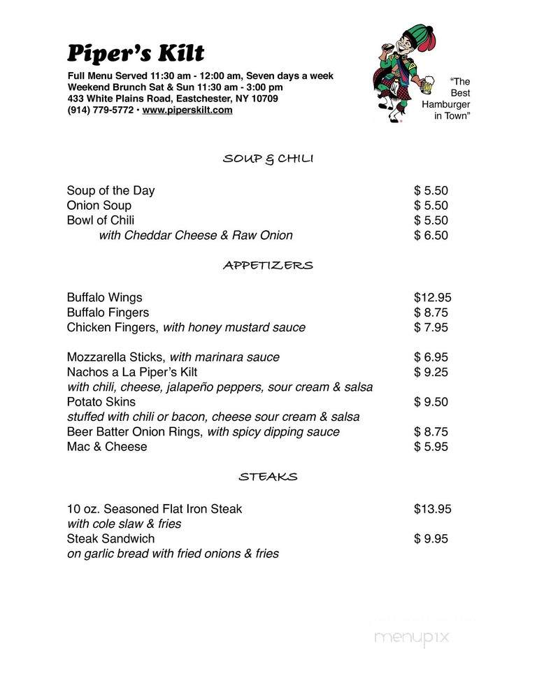 Piper's Kilt - Eastchester, NY menu_pic