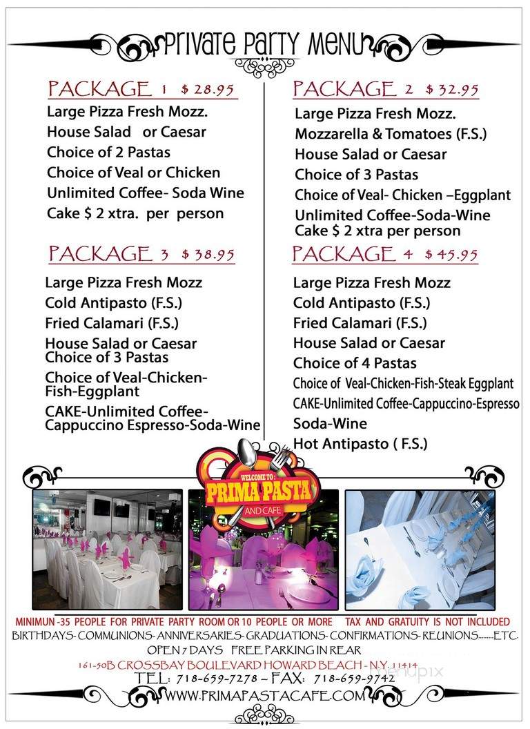 Prima Pasta & Cafe - Howard Beach, NY menu_pic