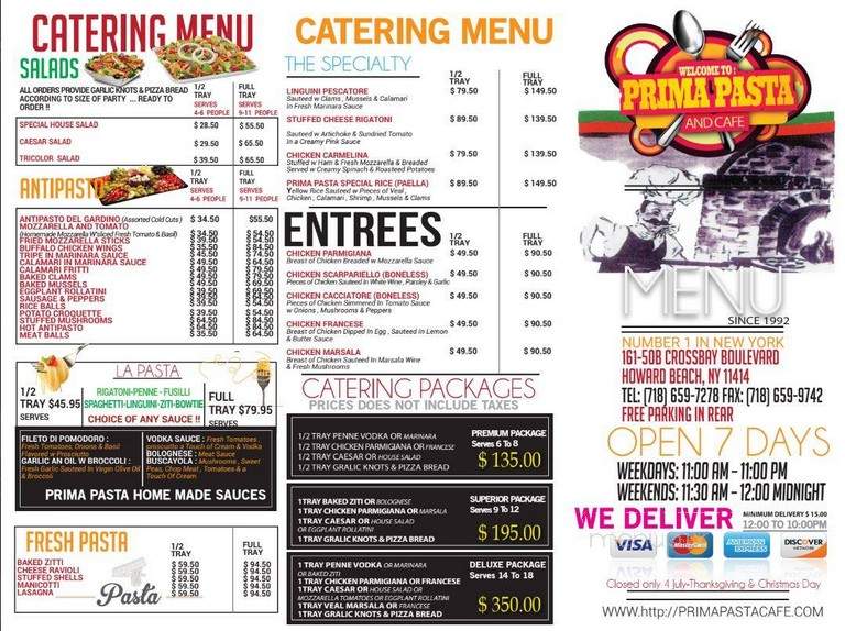 Prima Pasta & Cafe - Howard Beach, NY menu_pic
