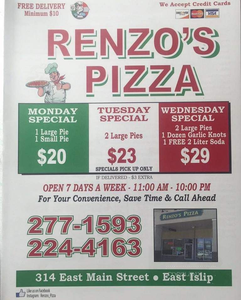 Renzo's Pizza & Restaurant - East Islip, NY