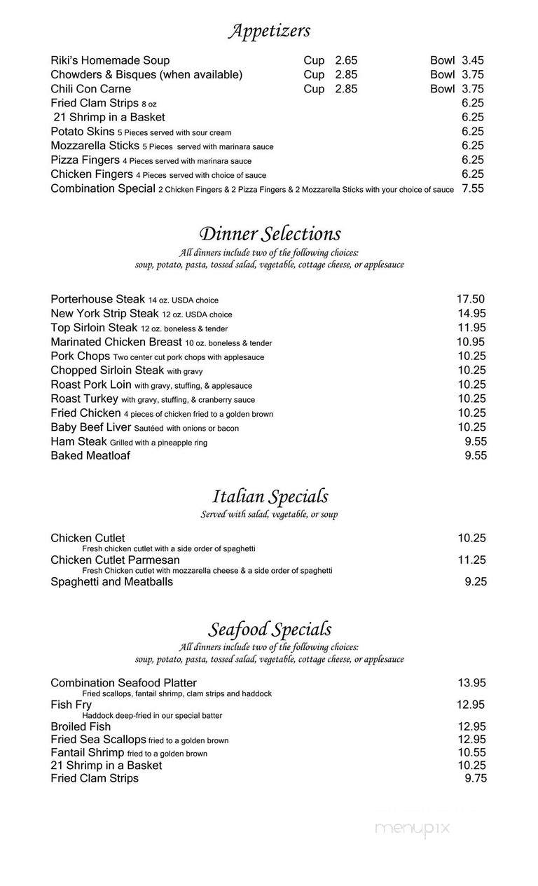 Riki's Family Restaurant - Fairport, NY menu_pic