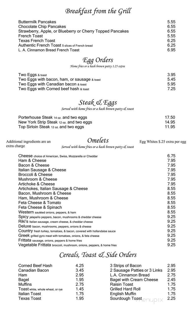 Riki's Family Restaurant - Fairport, NY menu_pic