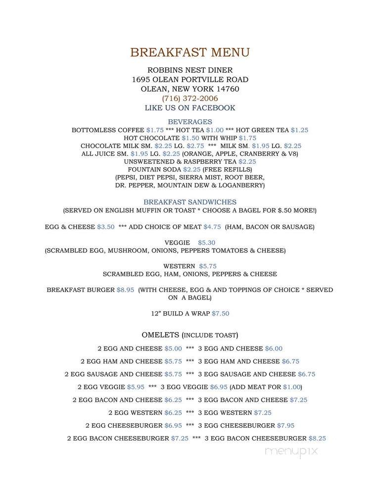 Robbins Nest - Prattsburgh, NY menu_pic