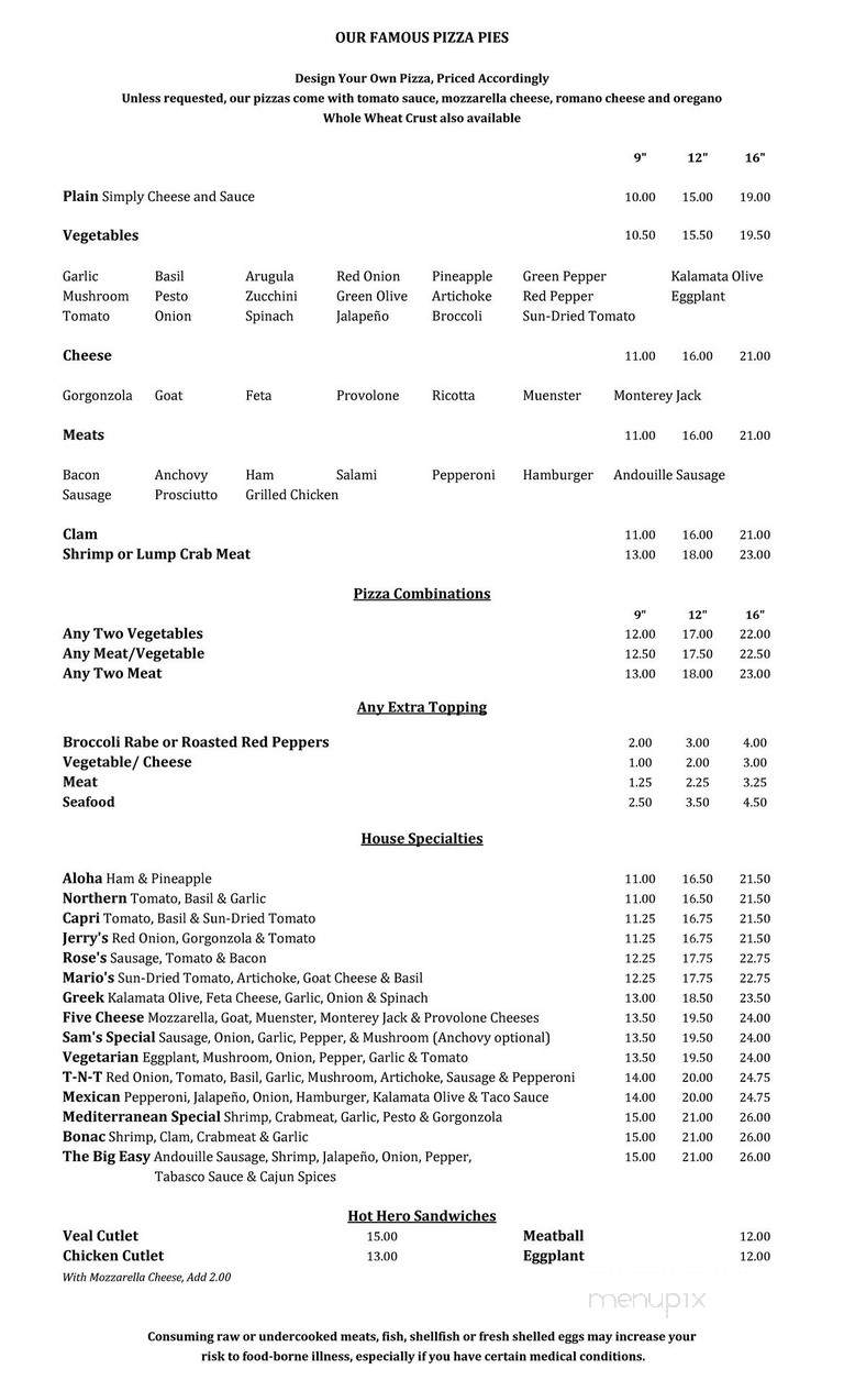 Sam's Restaurant - East Hampton, NY menu_pic