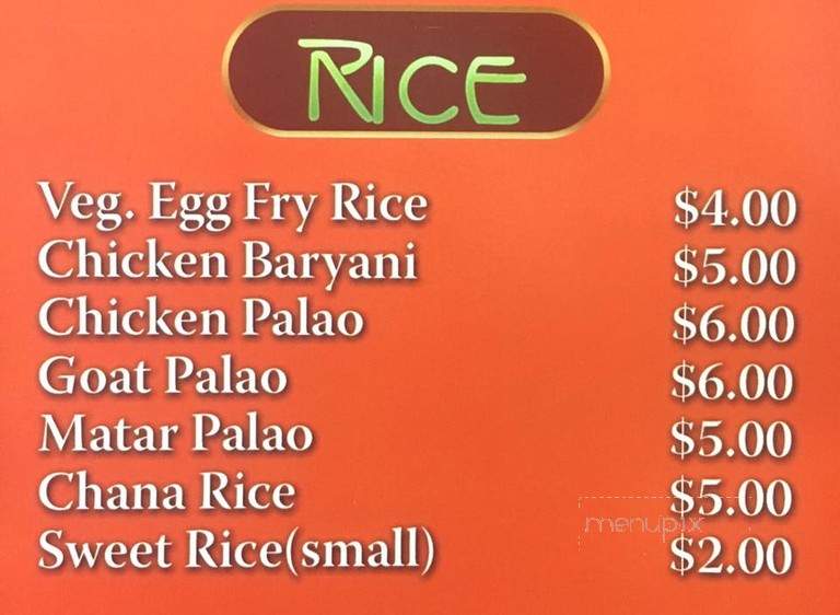 Shandar Sweet & Restaurant - Brooklyn, NY menu_pic