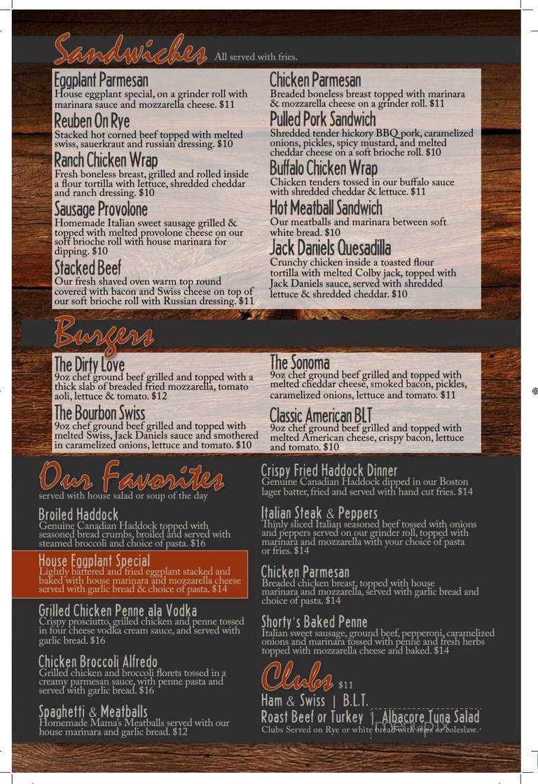 Shorty's Southside - Amsterdam, NY menu_pic