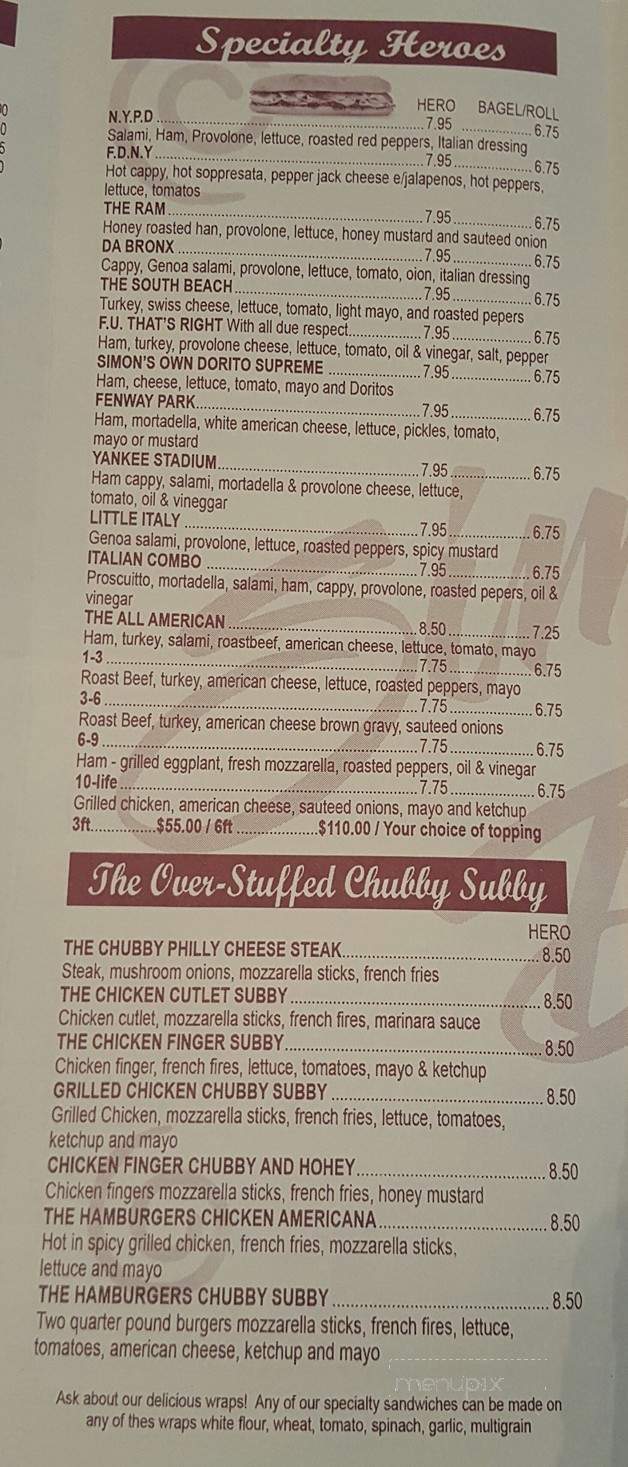 Simon's Deli & Bagels - Bronx, NY menu_pic