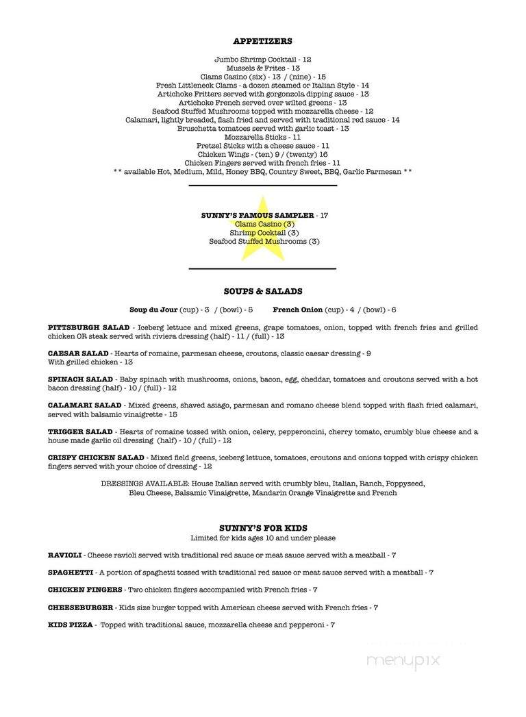 Sunny's Restaurant & Lounge - Batavia, NY menu_pic