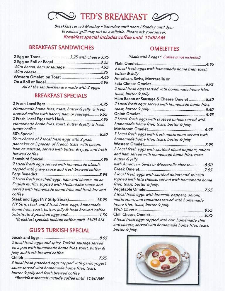 Ted's Restaurant - Jeffersonville, NY menu_pic