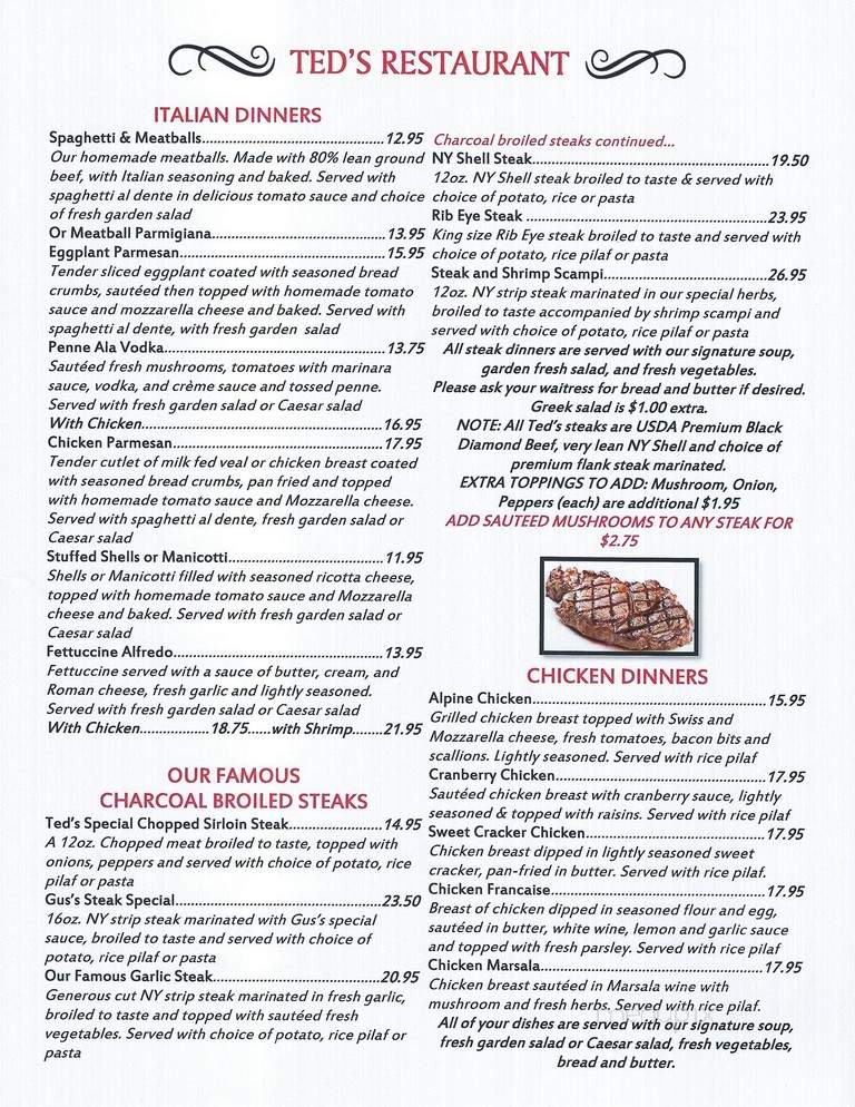 Ted's Restaurant - Jeffersonville, NY menu_pic