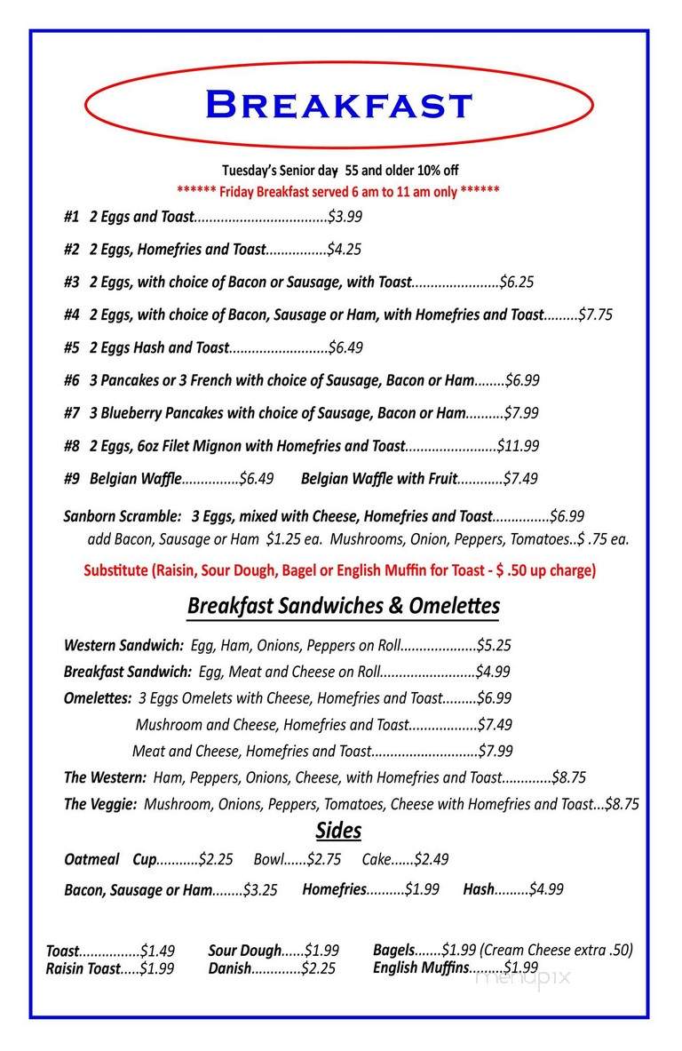 Tina's Place - Sanborn, NY menu_pic