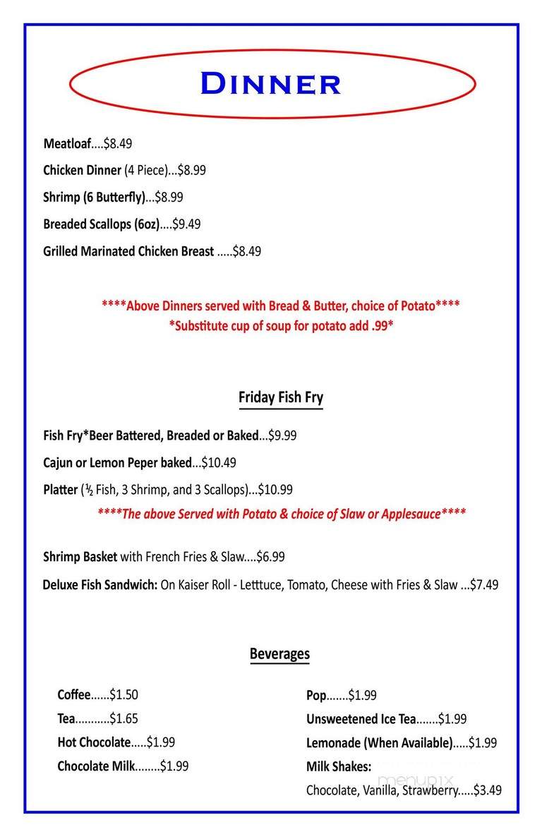 Tina's Place - Sanborn, NY menu_pic