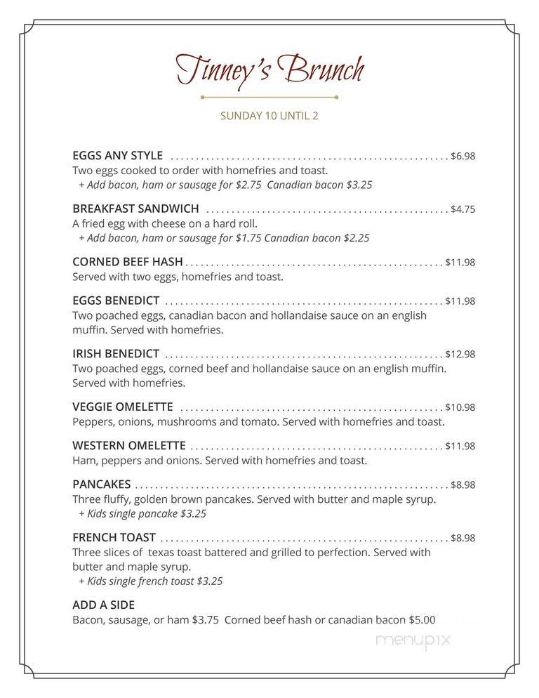 Tinney's Tavern - Middle Grove, NY menu_pic