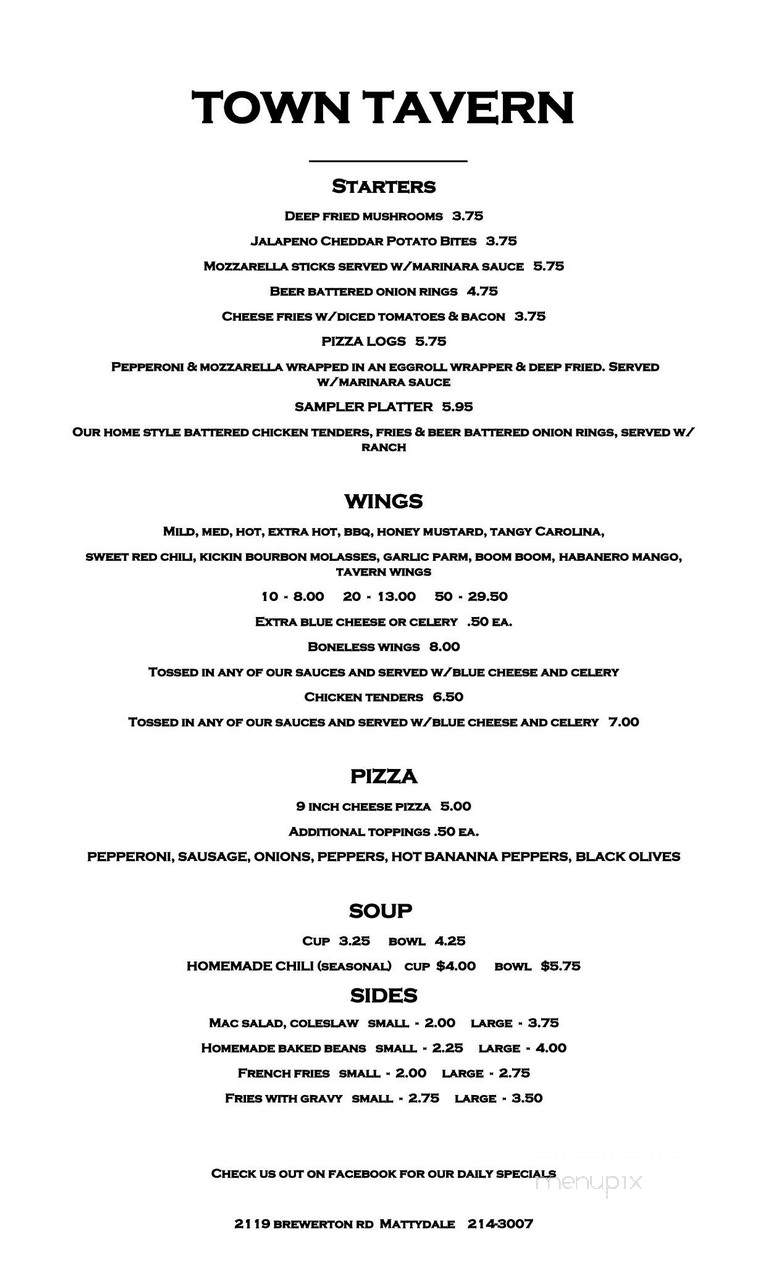 Town Tavern - Syracuse, NY menu_pic