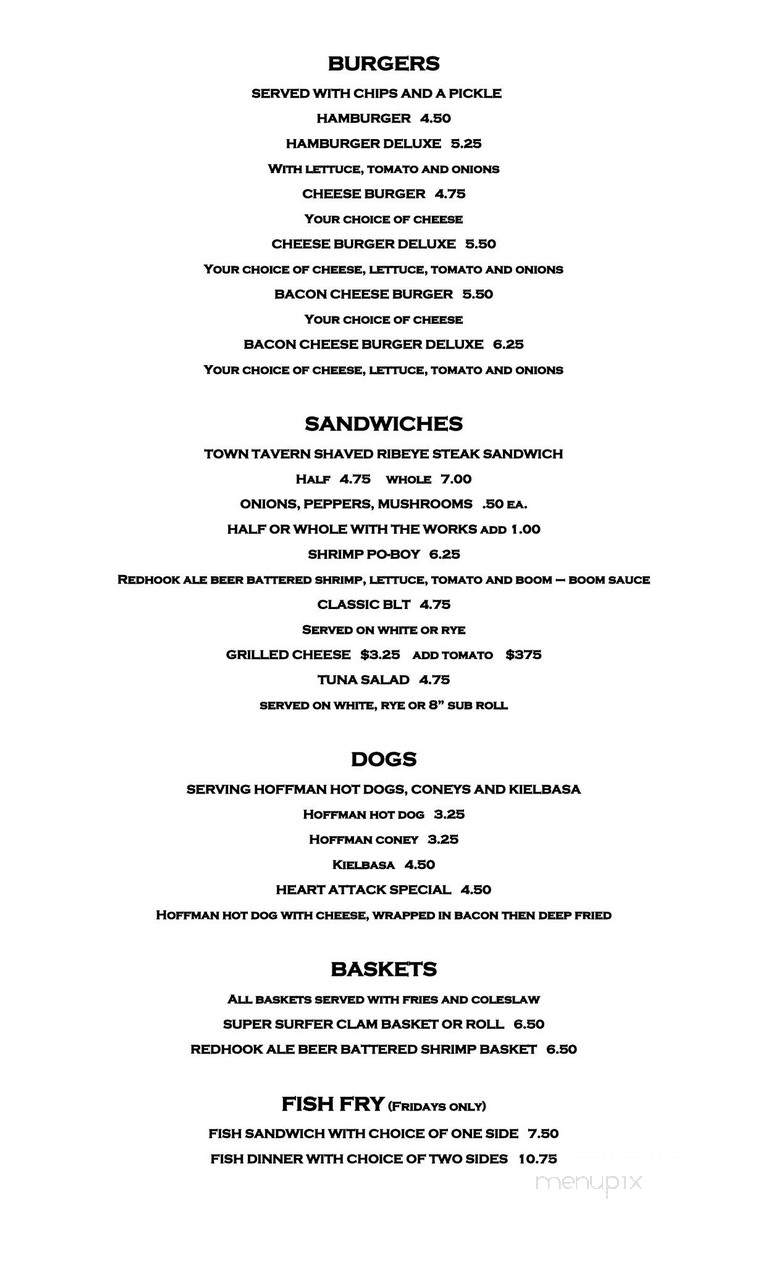 Town Tavern - Syracuse, NY menu_pic