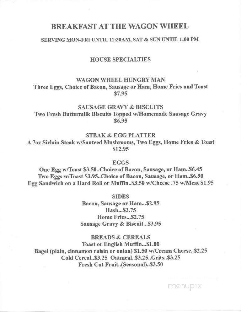 Wagon Wheel Restaurant - Ticonderoga, NY menu_pic