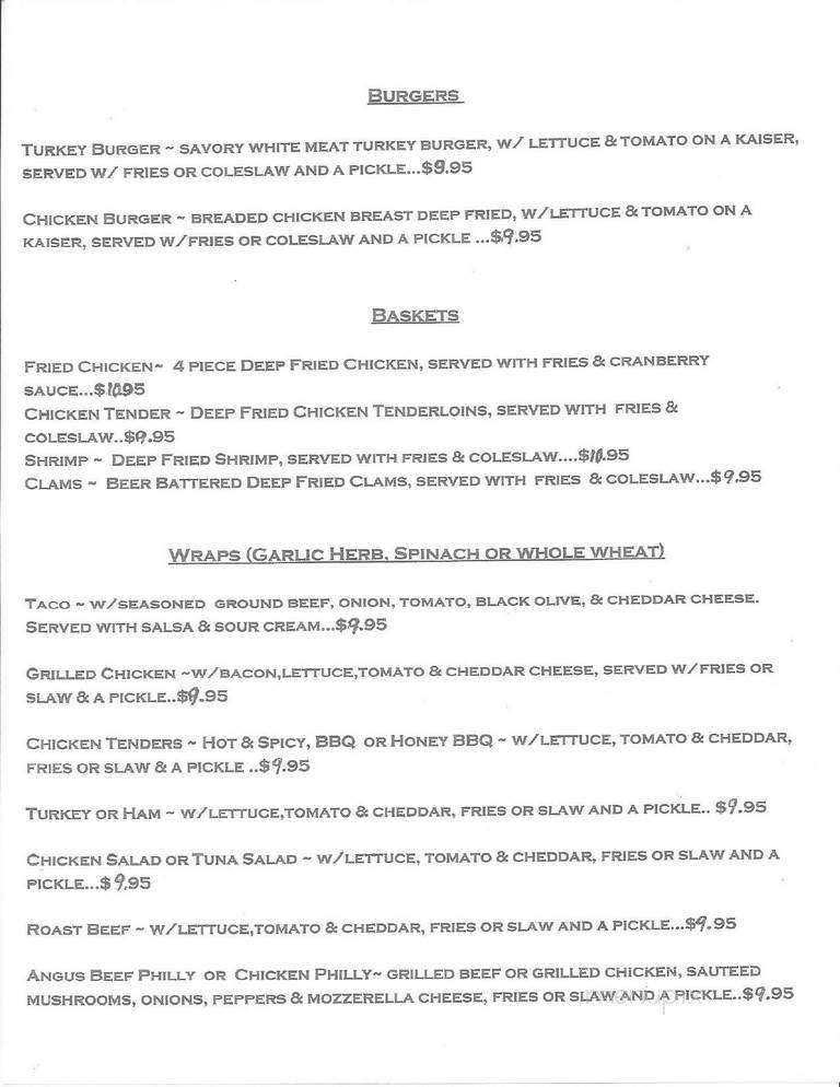Wagon Wheel Restaurant - Ticonderoga, NY menu_pic