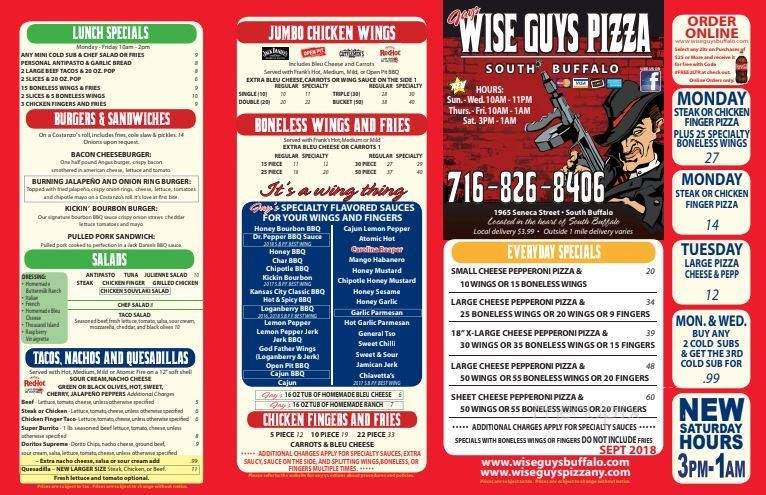 Wise Guys Pizzeria On Hertel - Buffalo, NY menu_pic