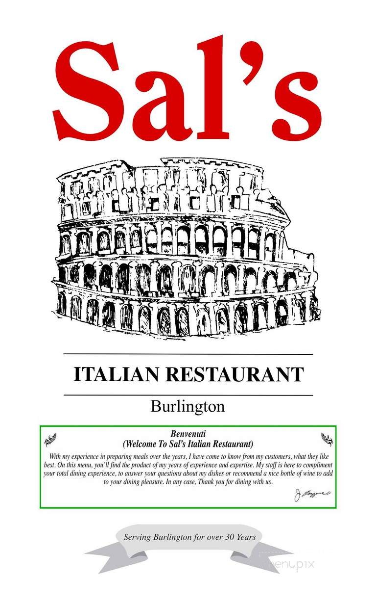 Sal's Italian Restaurant - Burlington, NC menu_pic