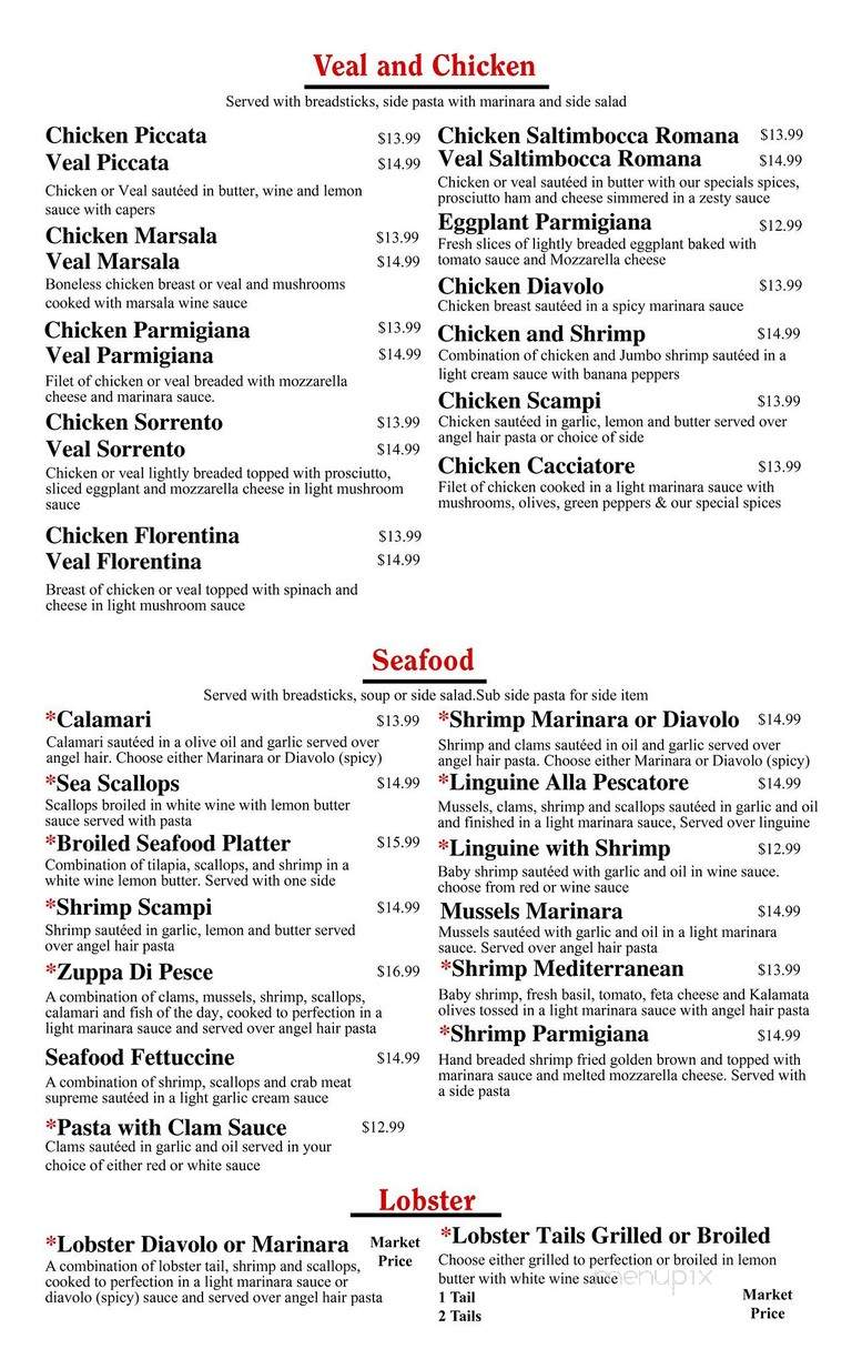 Sal's Italian Restaurant - Burlington, NC menu_pic