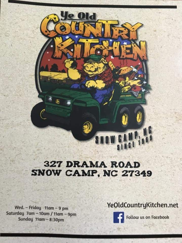 Ye Old Country Kitchen - Snow Camp, NC menu_pic