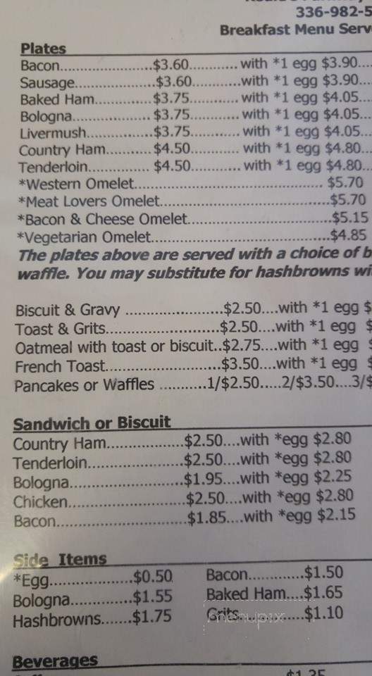 Rodie's Parkway Restaurant - West Jefferson, NC menu_pic