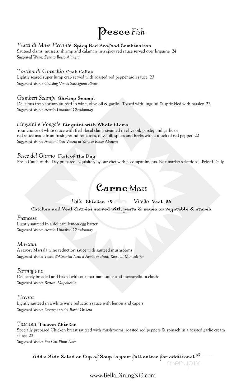 Bella Cucina - Southport, NC menu_pic