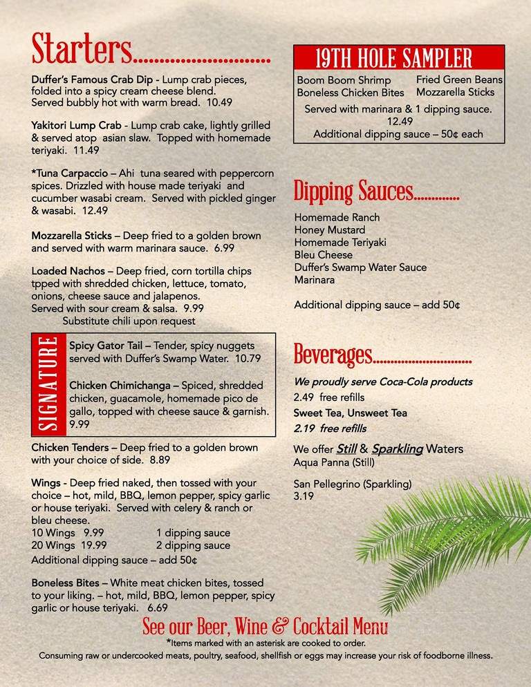 Duffer's Pub & Grille - Oak Island, NC menu_pic