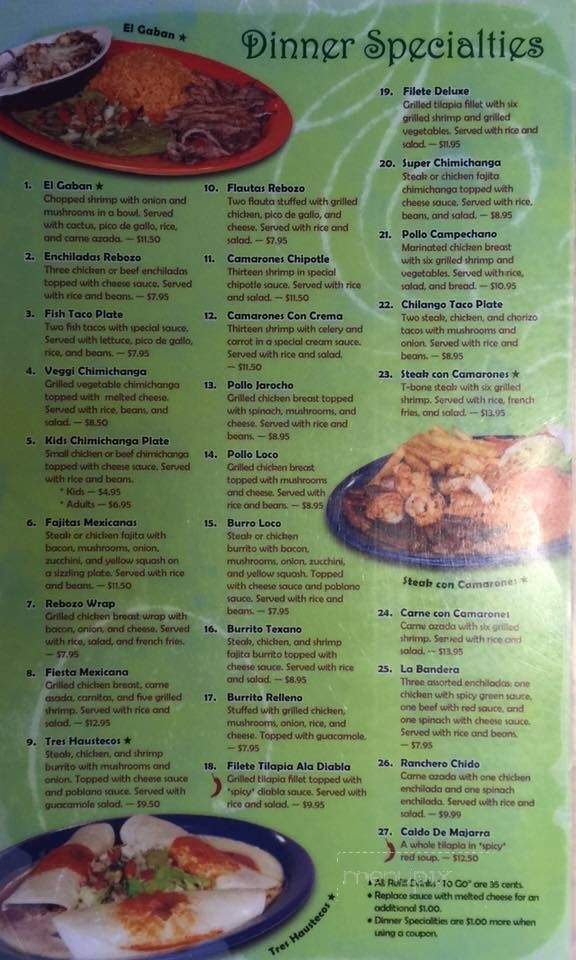 El Rebozo Mexican Restaurant - Arden, NC menu_pic