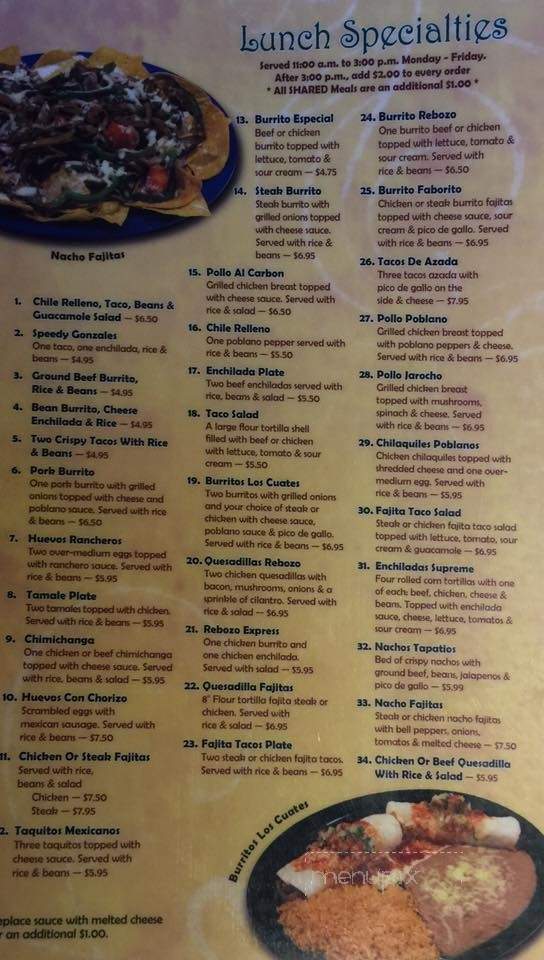 El Rebozo Mexican Restaurant - Arden, NC menu_pic