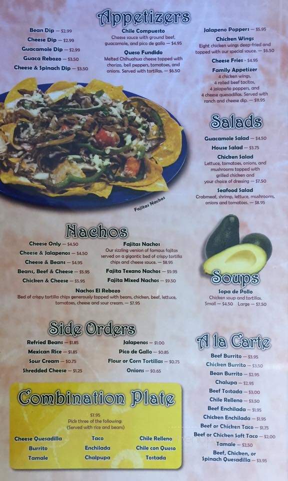 El Rebozo Mexican Restaurant - Arden, NC menu_pic