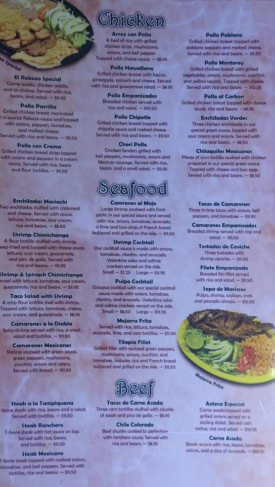 El Rebozo Mexican Restaurant - Arden, NC menu_pic