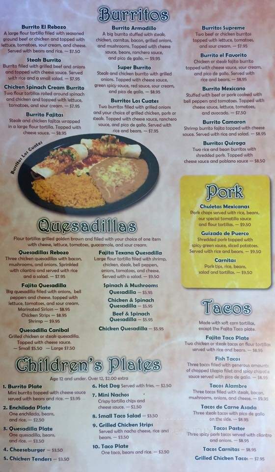 El Rebozo Mexican Restaurant - Arden, NC menu_pic
