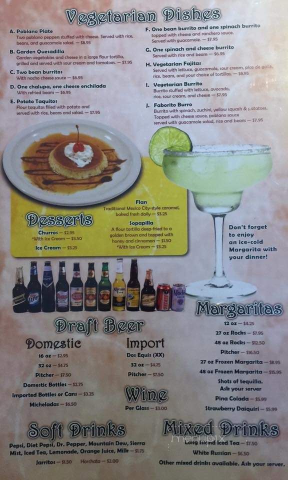 El Rebozo Mexican Restaurant - Arden, NC menu_pic