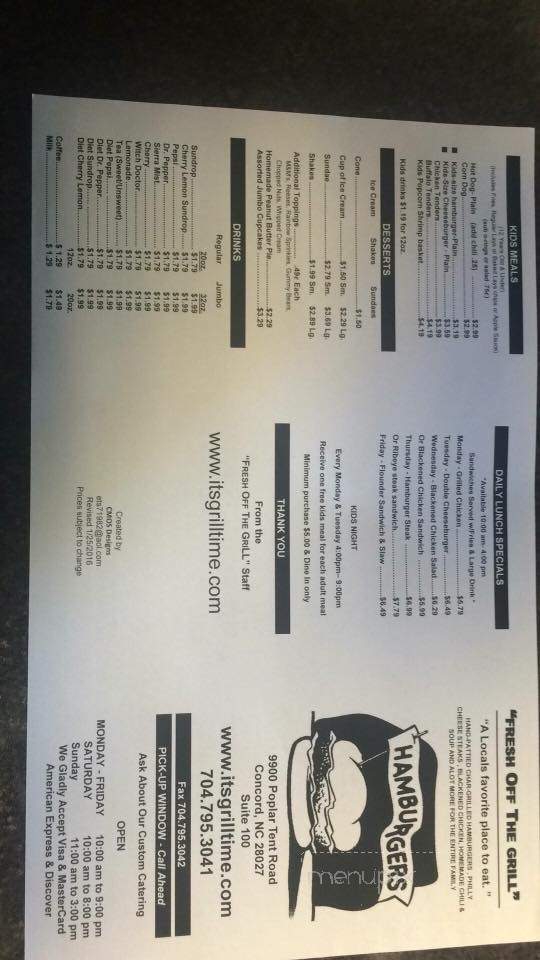 Off The Grill - Concord, NC menu_pic