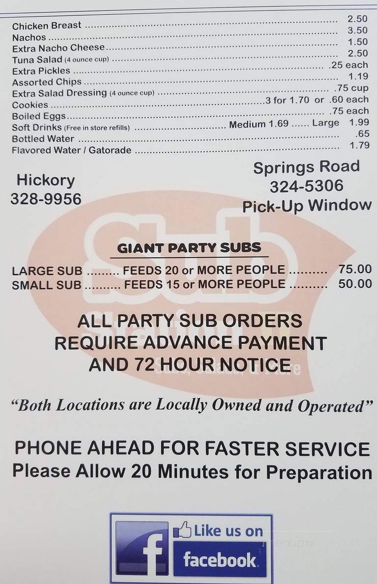 Substation menu deals