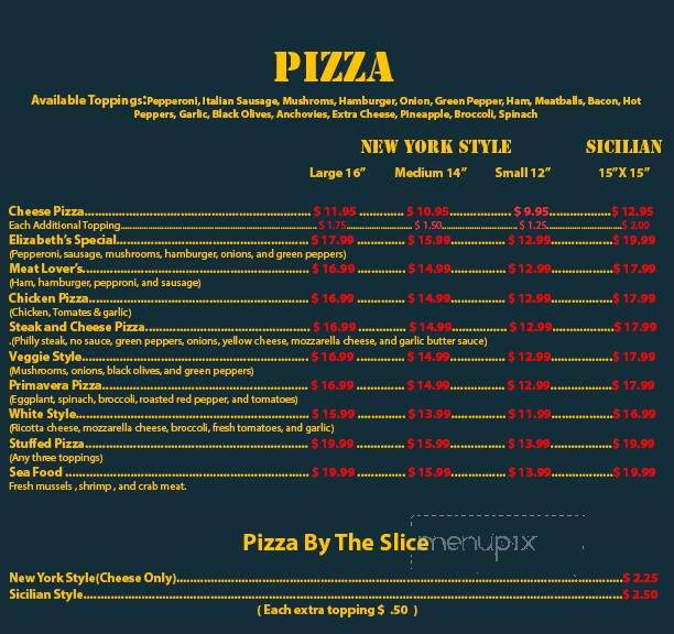 Elizabeth's Pizza - Siler City, NC menu_pic
