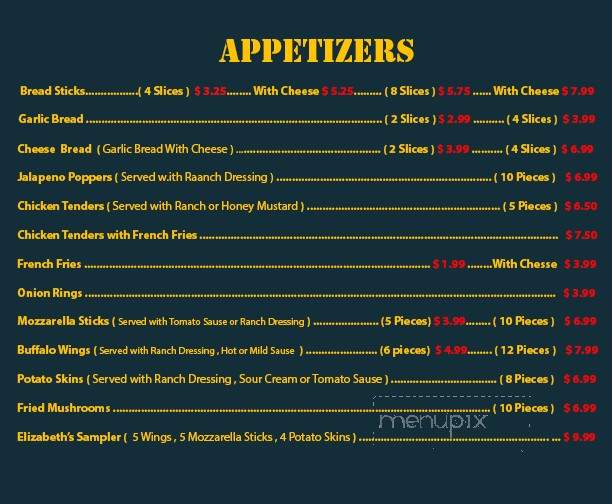 Elizabeth's Pizza - Siler City, NC menu_pic