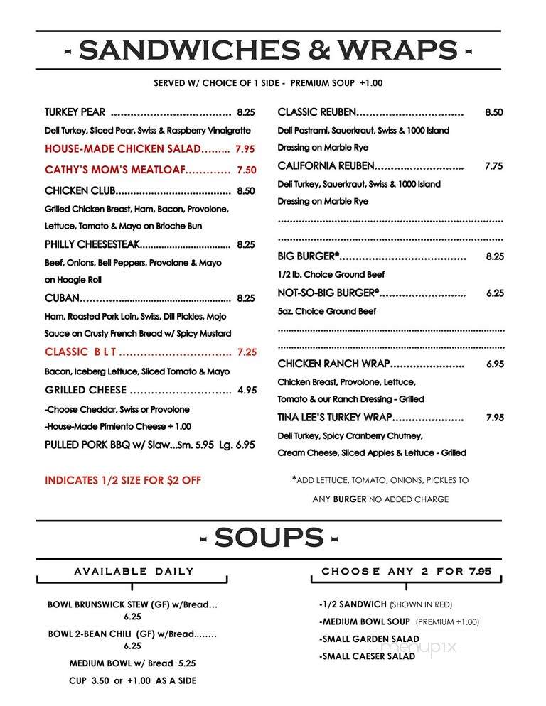 That Fancy Cafe - Edenton, NC menu_pic
