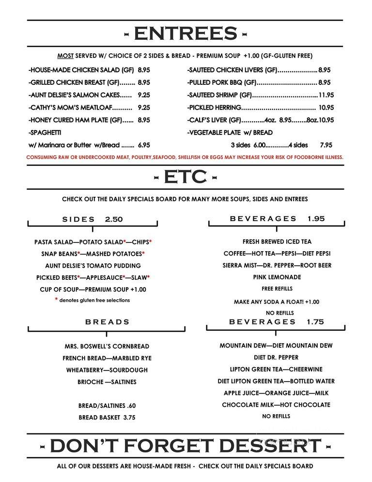That Fancy Cafe - Edenton, NC menu_pic