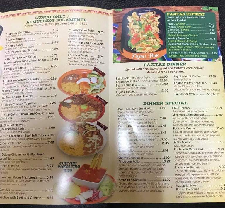 El Taco Veloz - Charlotte, NC menu_pic