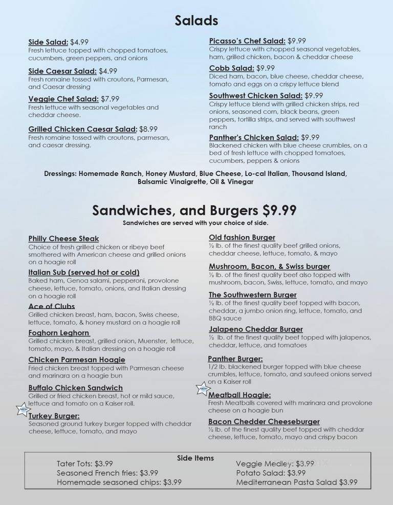 Picasso's Sports Cafe - Charlotte, NC menu_pic