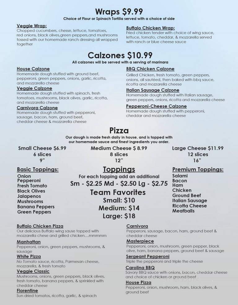 Picasso's Sports Cafe - Charlotte, NC menu_pic