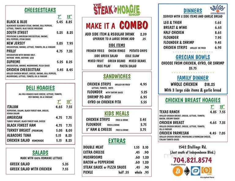Steak & Hoagie Shop - Charlotte, NC menu_pic